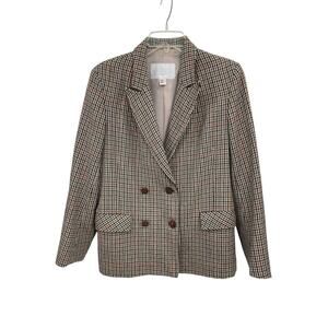 Thistle Woolens Blazer New Wool Houndstooth Double Breasted Made In UK Size 12